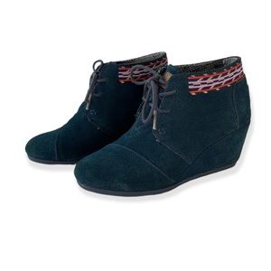 TOMS Embroidered Wedge bootie